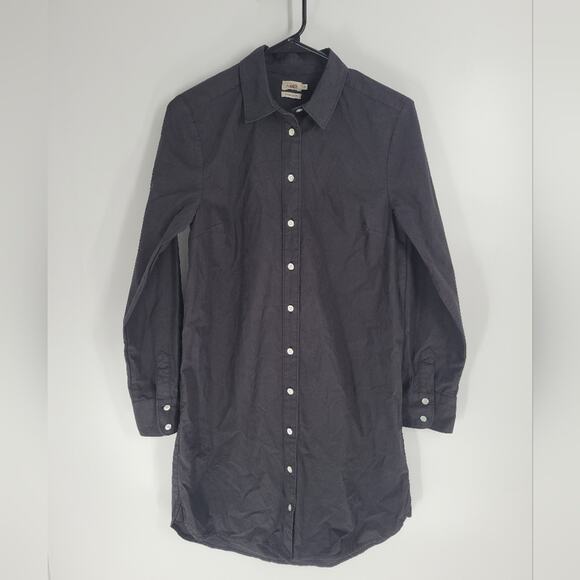 Faherty Black Organic Cotton Long Sleeve Button Down Mini Dress S - Picture 1 of 7